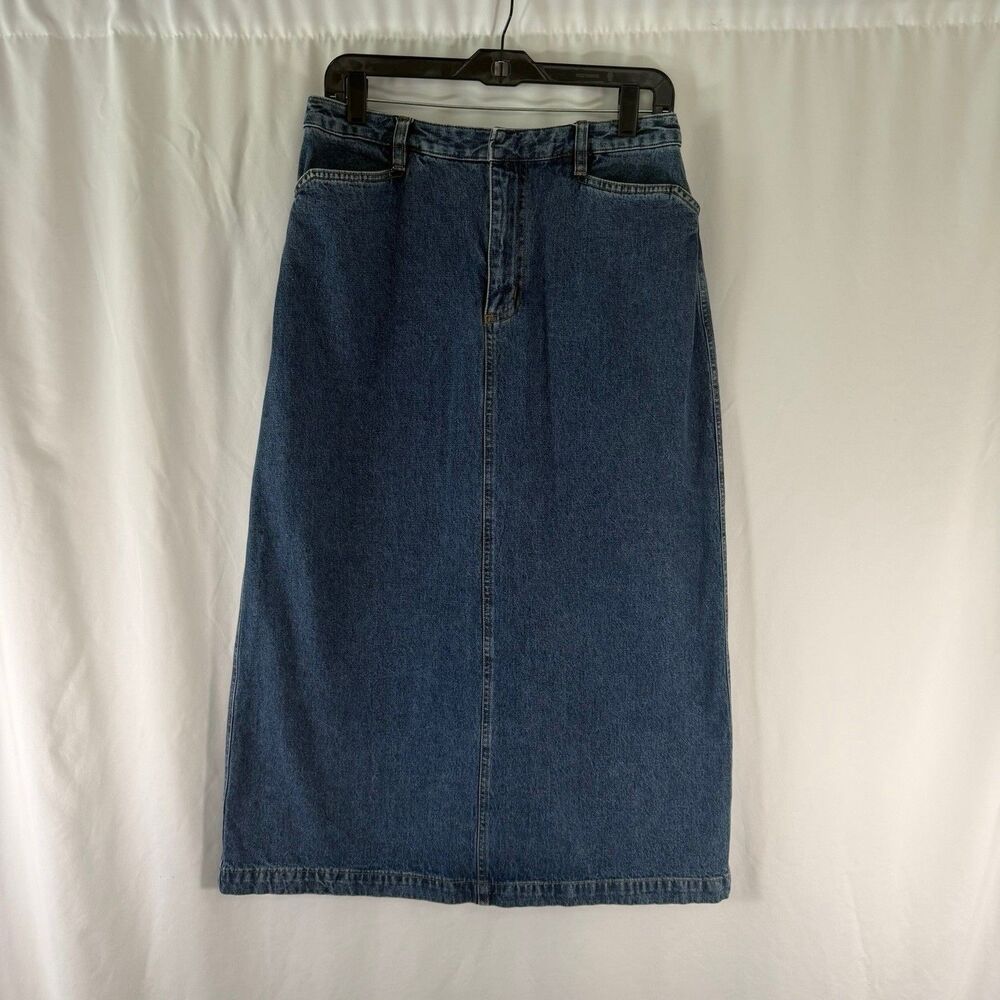 Vintage Cherokee Denim Midi Skirt Women's 10 Medium Wash Modest Pockets Y2K